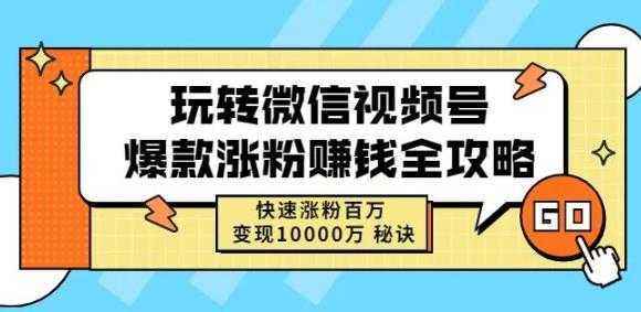 玩转微信视频号爆款涨粉赚钱全攻略,快速涨粉百万变现万元秘诀-课程网
